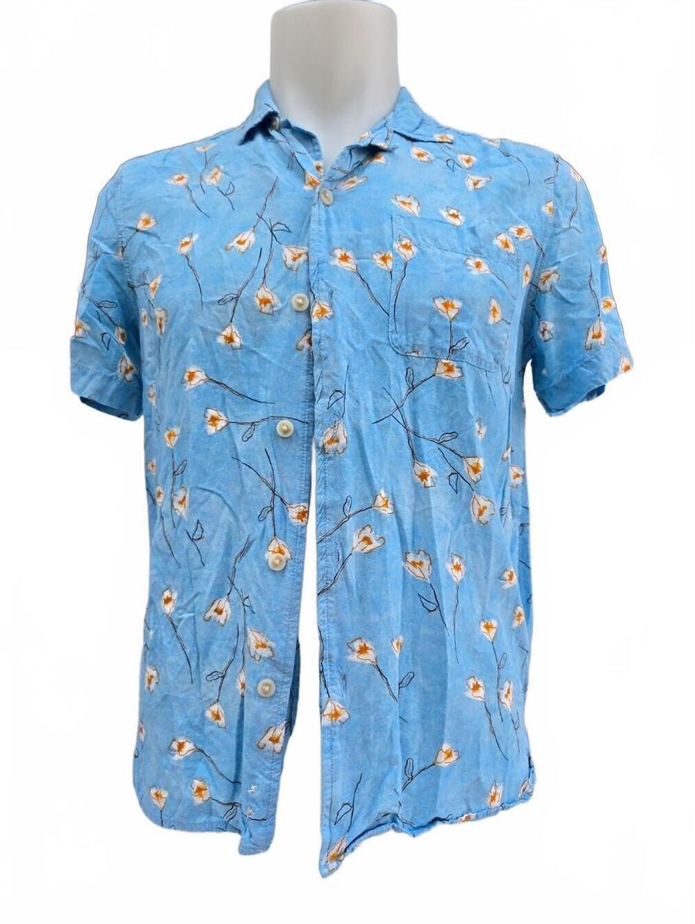 Goodfellow & Co Men's Blue Floral Hawaiian Shirt Size Small